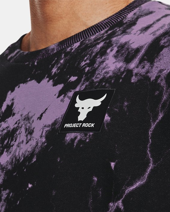 Men's Project Rock Rival Fleece Disrupt Printed Crew, Purple, pdpMainDesktop image number 3